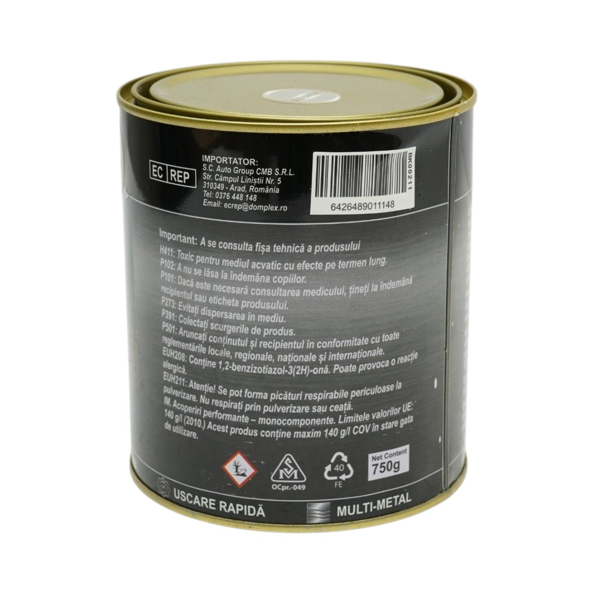 Breckner Germany 3 in 1 rozsdagátló zománcfesték boreal fehér fémhez 750g, közvetlenül a rozsdára, vízalapú