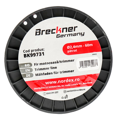 Fűkasza damil, négyszögletes 2,4 mm x 60 m Breckner Germany