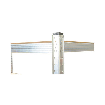 Salgó polc, fém polc, 5 MDF polccal, 180x120x50cm, 300kg/polc, csavarmentes szerelés, horganyzott, horganyzott.