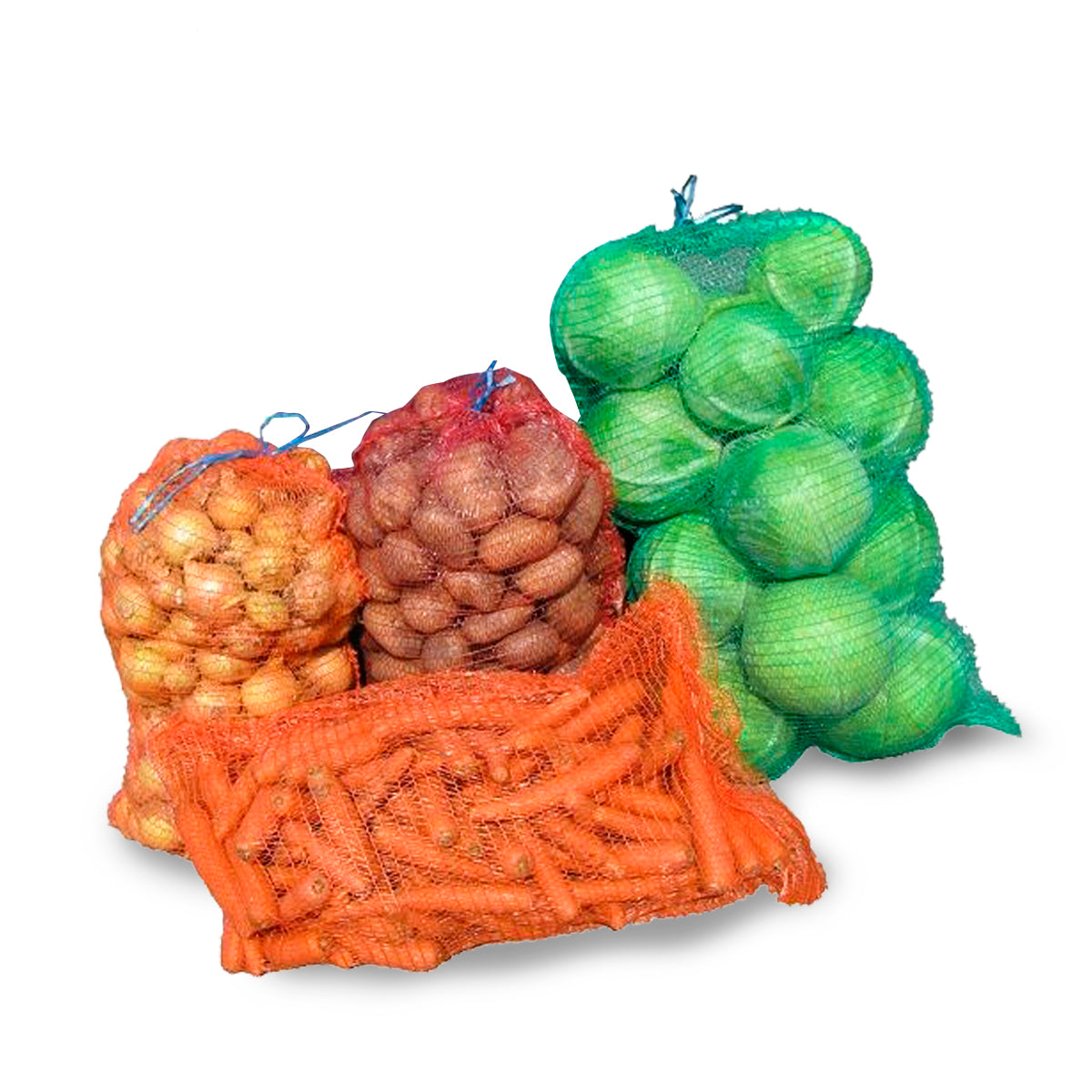 Raschel zsák fogantyúval 330x500mm zöldségekhez 10kg narancssárga színben