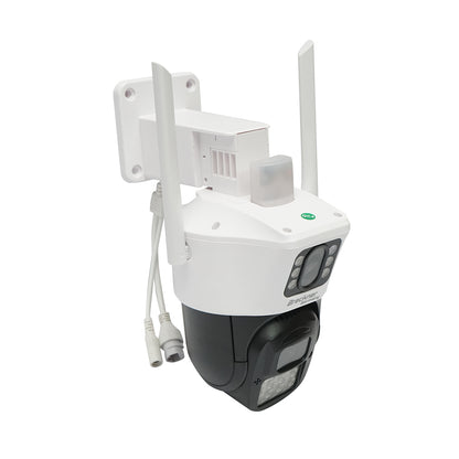 6 MP-os kettős lencsés megfigyelő kamera, WIFI P2P, 360 PTZ forgatás mozgásérzékelővel, sziréna, emberfelismerés, Google Assistant és iCSee alkalmazás
