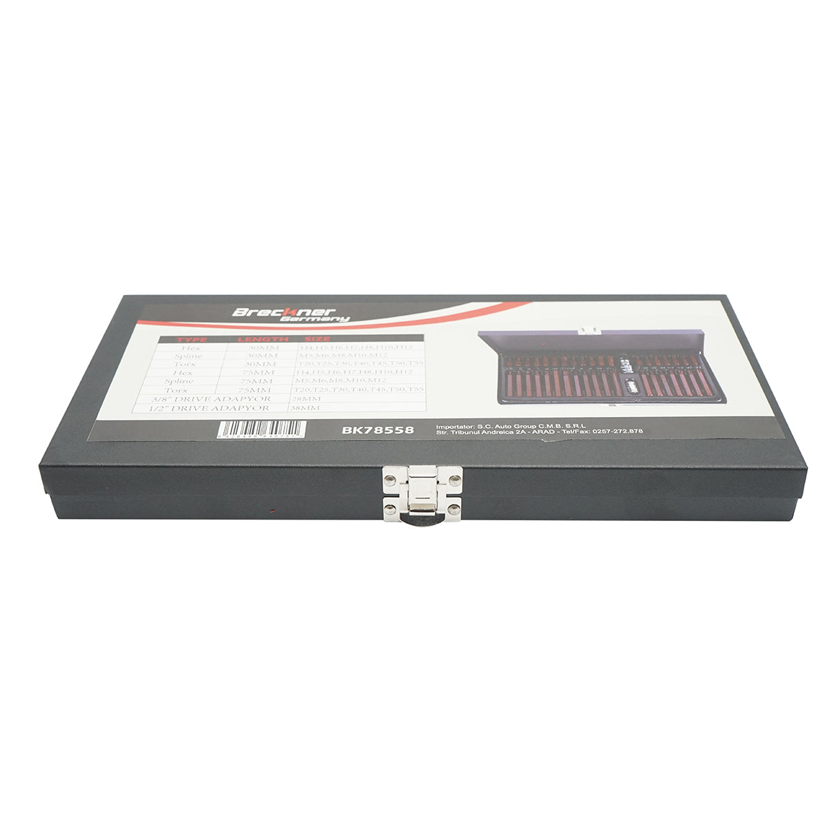 40 db-os acél S2 csavarkulcs készlet, torx, hexa és csavarkulcs bitek Breckner Germany