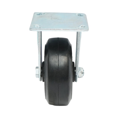 Rögzített ipari kerék 125x50mm fék nélkül, fekete tömör gumi, 115x100mm acél lemez 130kg