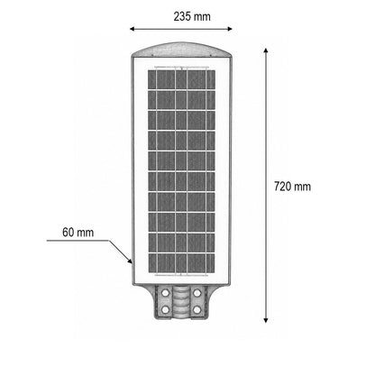 Napelemes LED közvilágítási lámpa 300W 18W-os napelem panellel, 16000mAh akkumulátor, mozgásérzékelő, távirányító, oszlopra szerelhető IP65 Breckner Germany