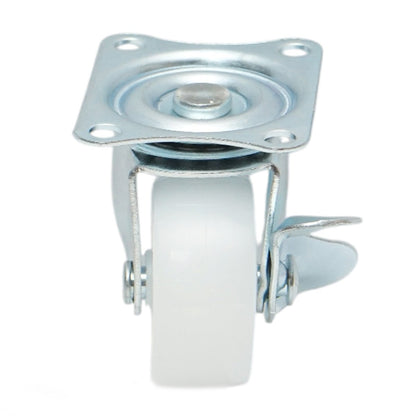 Forgó kerék 40x17mm fékezéssel, fehér polipropilén, acél lemez 45x38mm 20kg