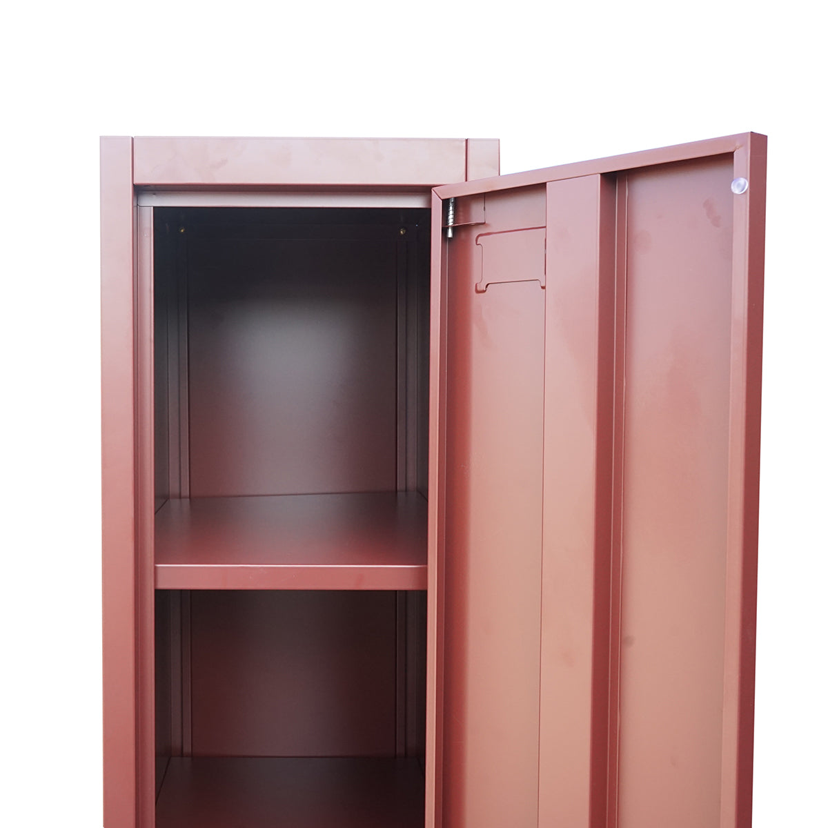 Barna fém szekrény, 1 ajtóval és 5 polccal 1700x300x450mm