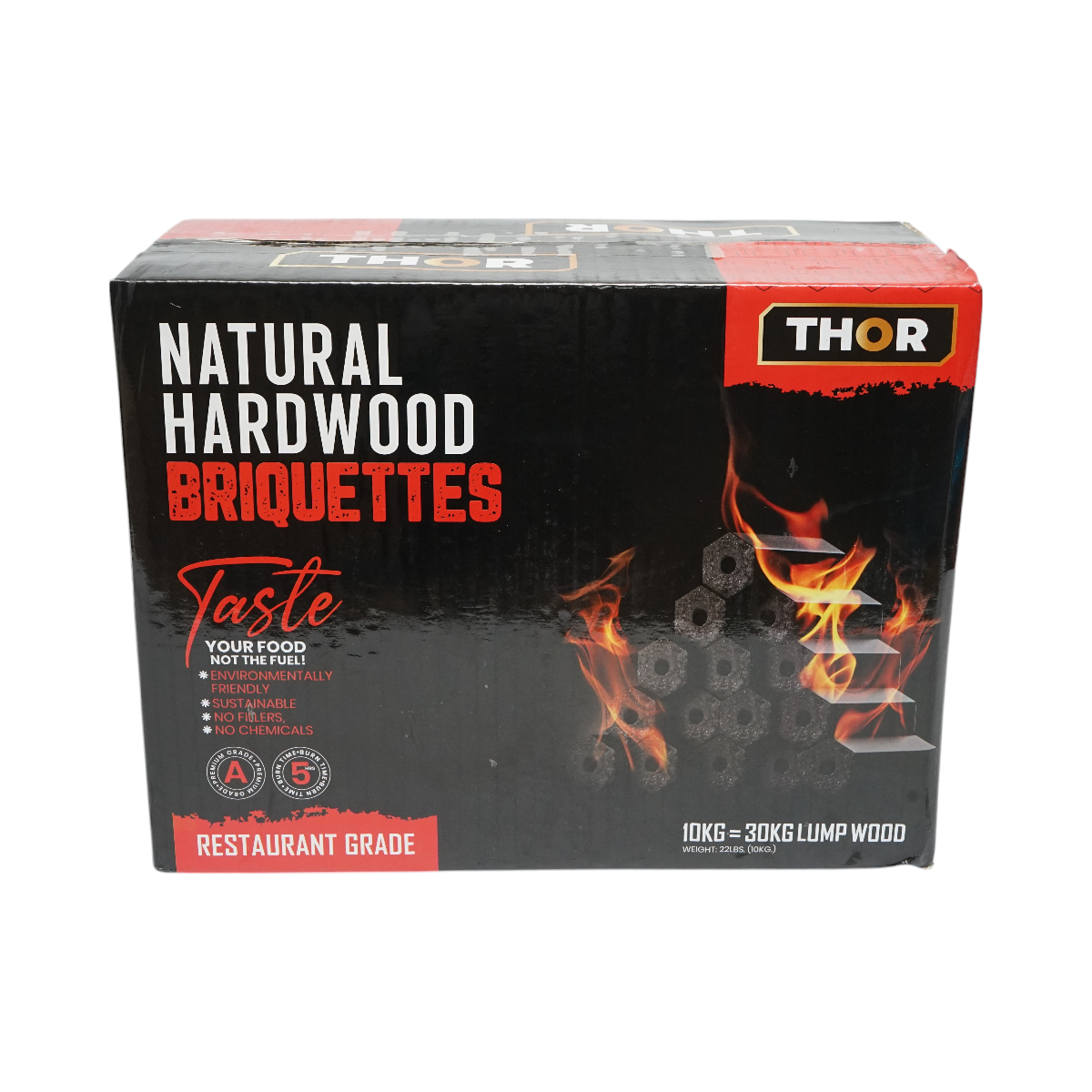 Keményfa hatszögletű brikettált keményfa faszén grill, 5 órás égés 10kg THOR