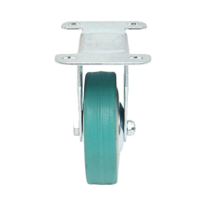 Rögzített kerék 75x21mm fék nélkül, kék tömör gumi, acél lemez 100x59mm 45kg