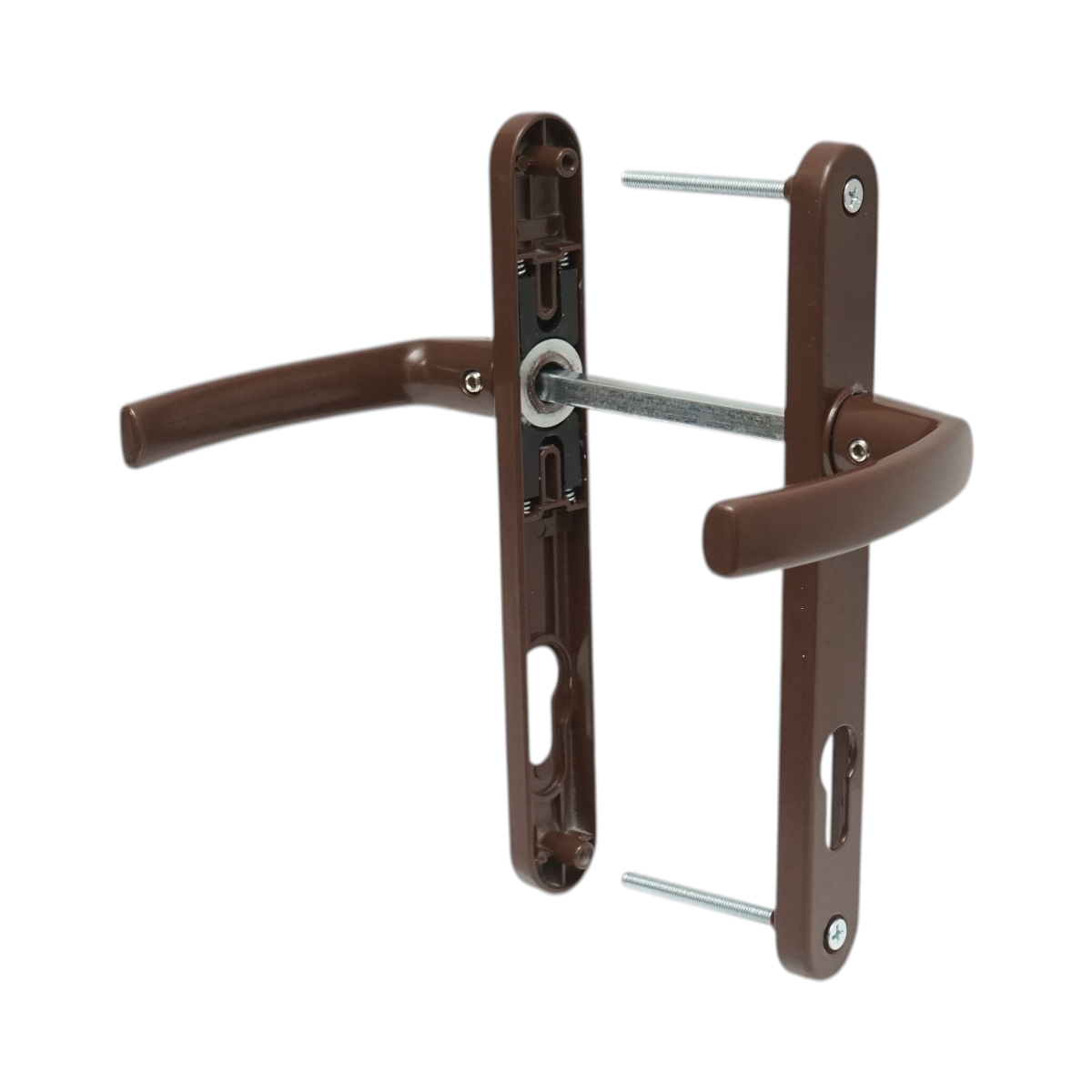 PVC hőszigeteléses ajtókilincs szett barna 28x220mm-es zárbetéttel
