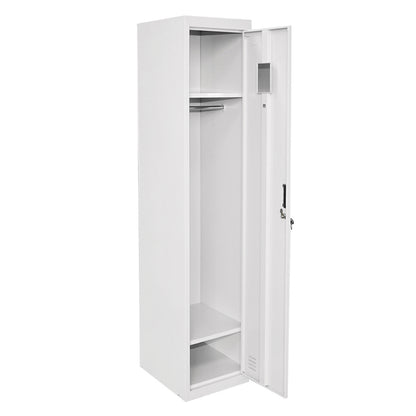 Fém dupla fém dupla fém gardróbszekrény szekrény szürke, biztonsági ajtóval, 2 polccal, rúddal, tükörrel és szellőzővel 1800x450x380mm Breckner Germany