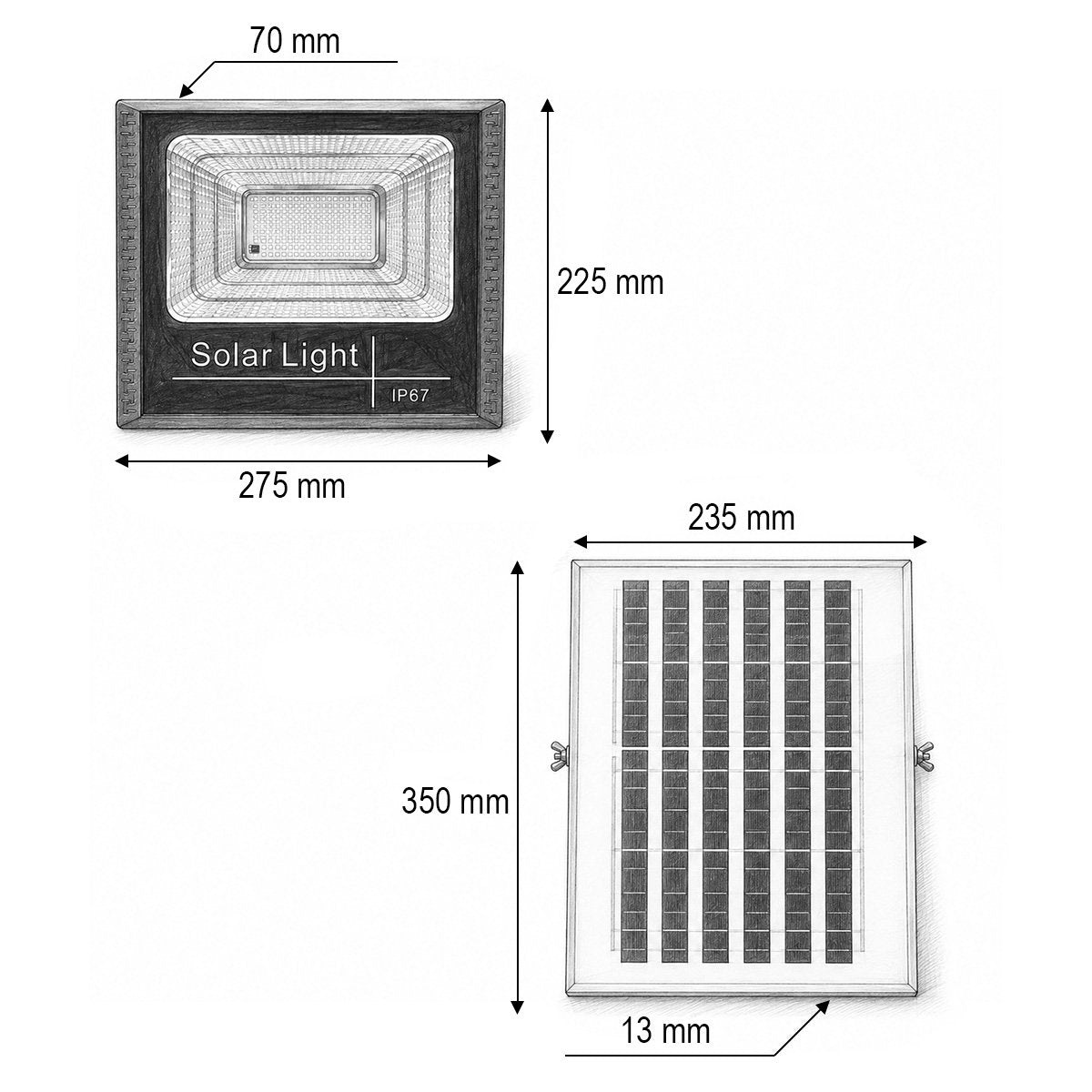 LED reflektor 100 W, 6500 K, 8 W-os napelemmel, 6000 mAh akkumulátorral és távirányítóval, IP67, Breckner Germany