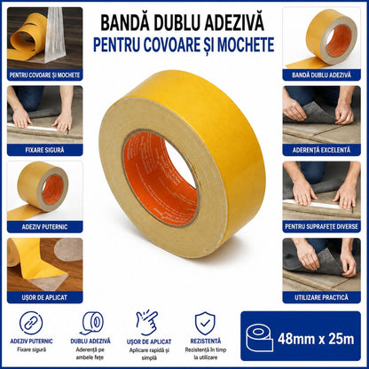 Kétoldalas textil ragasztószalag 48mm x 25m szőnyegekhez és szőnyegekhez HighPower