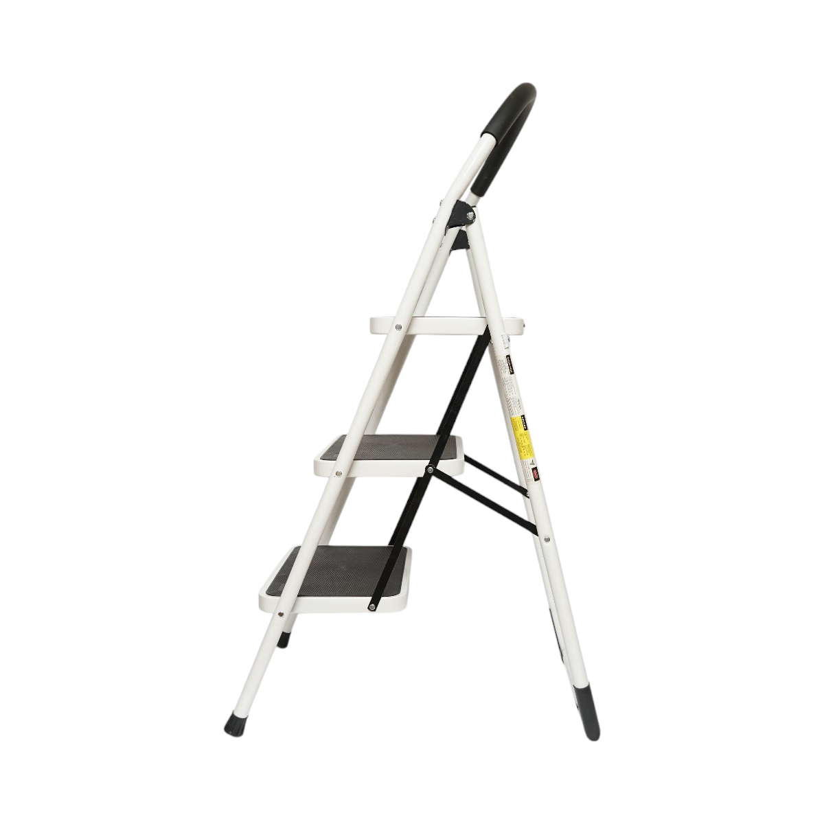 Összecsukható fém létra, 3 lépcsőfok, csúszásmentes gumi, magasság 127cm, maximális terhelés 150Kg Crownman