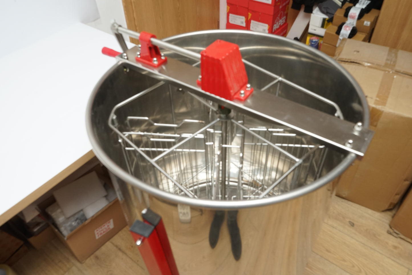 Kézi méhészeti centrifuga, pörgetőgép, rozsdamentes acél mézkiszedő 4 kerettel