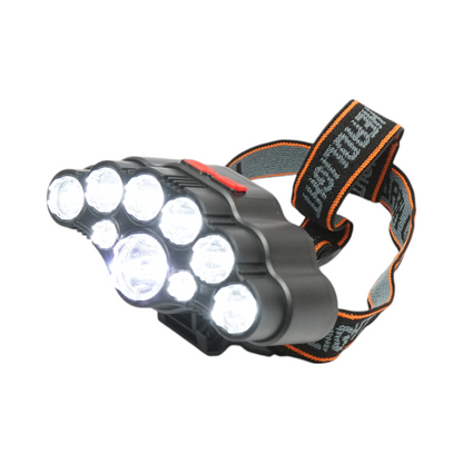 Fejlámpa 9 LED-del, 4 világítási móddal, USB újratölthető