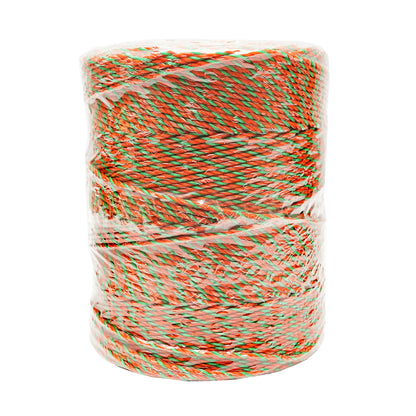 Narancssárga-zöld drót tekercs 3mm fém betét 3x0.2mm SS+2x0.25mm, ellenállás 0.2 Ohm/m, 500m elektromos kerítés Thor