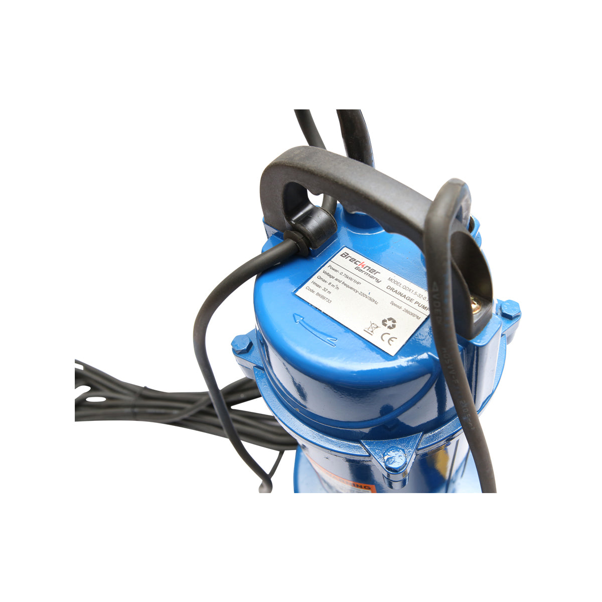 Szennyvízszivattyú, merülő vízelvezető úszóval 750W, 133L/min, mélység 29m, 220V, QDX1.5-32-0.75F Breckner Germany