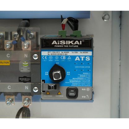 Automatikus átviteli kapcsoló ATS 125A, 400V, 4P elektromos generátorhoz 110KVA
