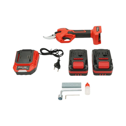 Elektromos metszőolló , kertészeti olló 500W 2 db 21V, 4Ah Li-Ion akkumulátorral, Brushless, digitális kijelző, max vágási átmérő 40mm Breckner Germany