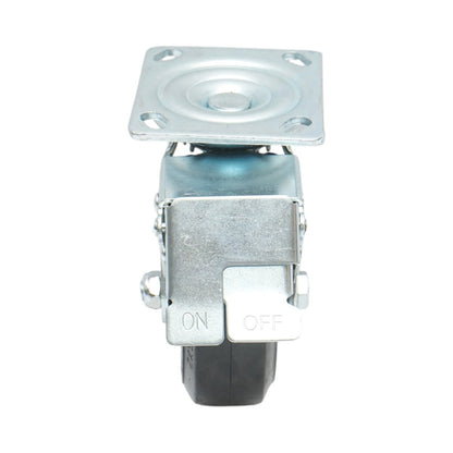 Ipari forgókerék 125x50mm fékezéssel, tömör fekete gumi, acél lemez 115x100mm 130kg