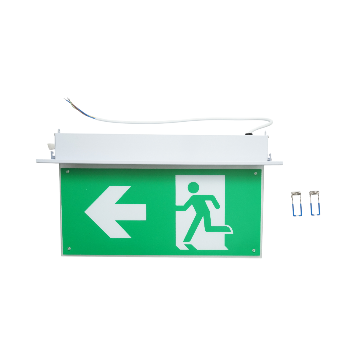 EXIT LED vészjelzés lámpa 220V, 3W, Li-ion 1800mAh akkumulátor, beépített szerelés, 3 órás üzemidő IP20