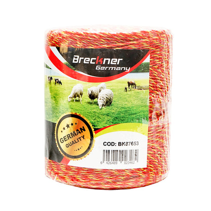 Sárga-piros cérna 2mm-es fém betét 6x0.15mm. SS, 500m elektromos kerítés Breckner Germany