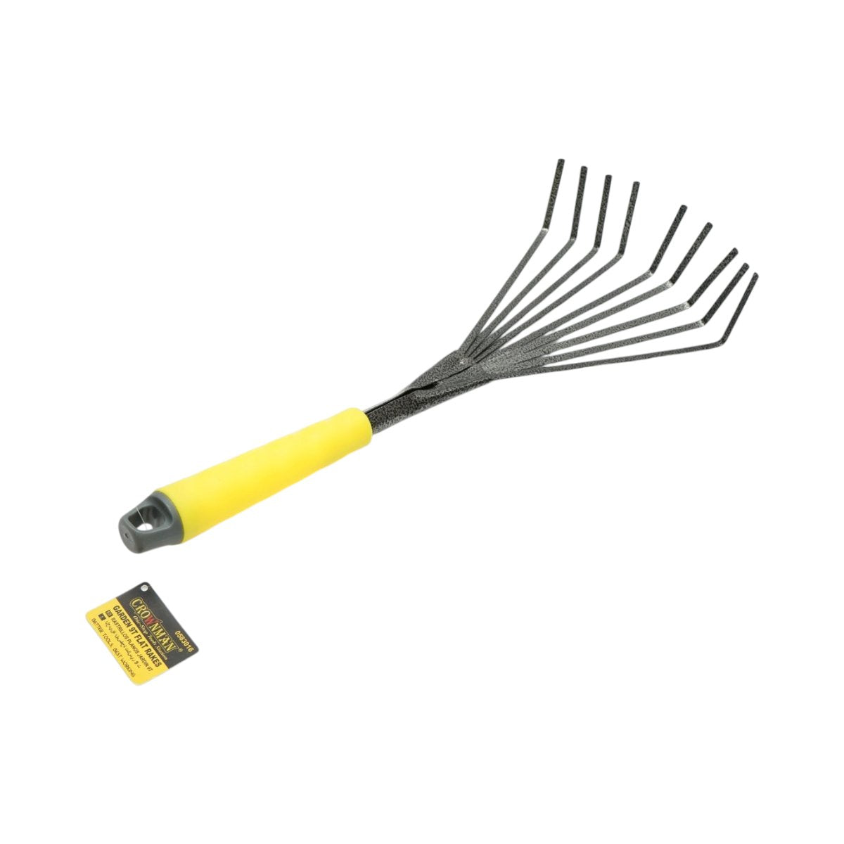 Crownman kerti fésű, kézi lombseprű 9 rugalmas fogakkal szénacélból 145x350mm, ergonomikus PP nyéllel