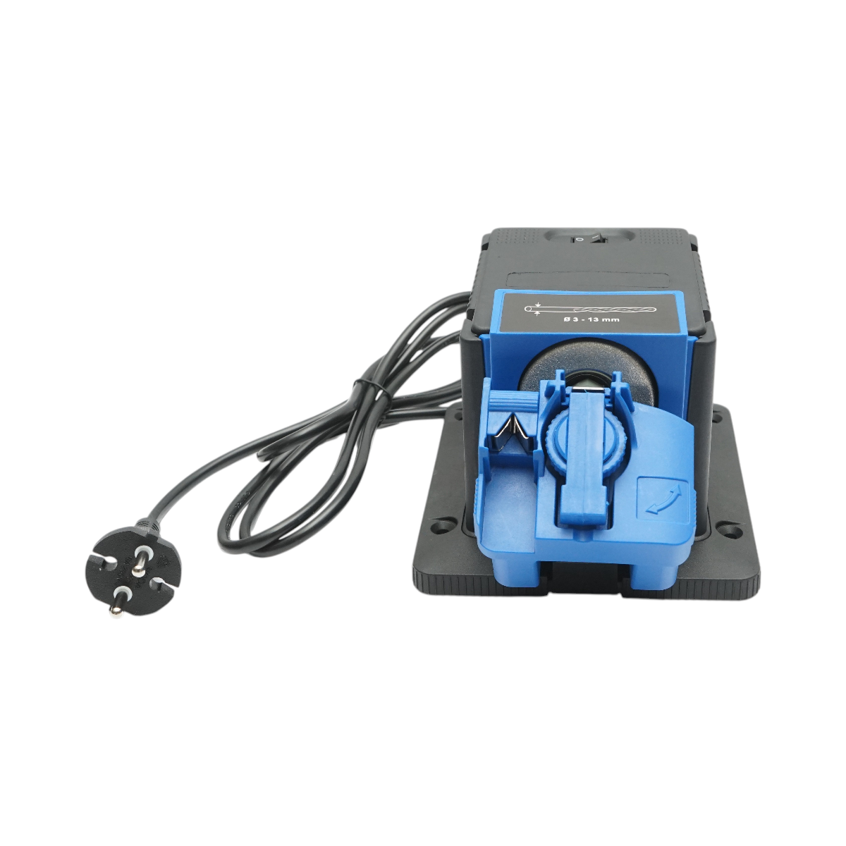Elektromos kés élességítő gép 220V, 65W, 7000rpm, szög 15-50°, élességítési szélesség 6-51mm, fúrók 3-13mm, olló, vésők, gyalufák