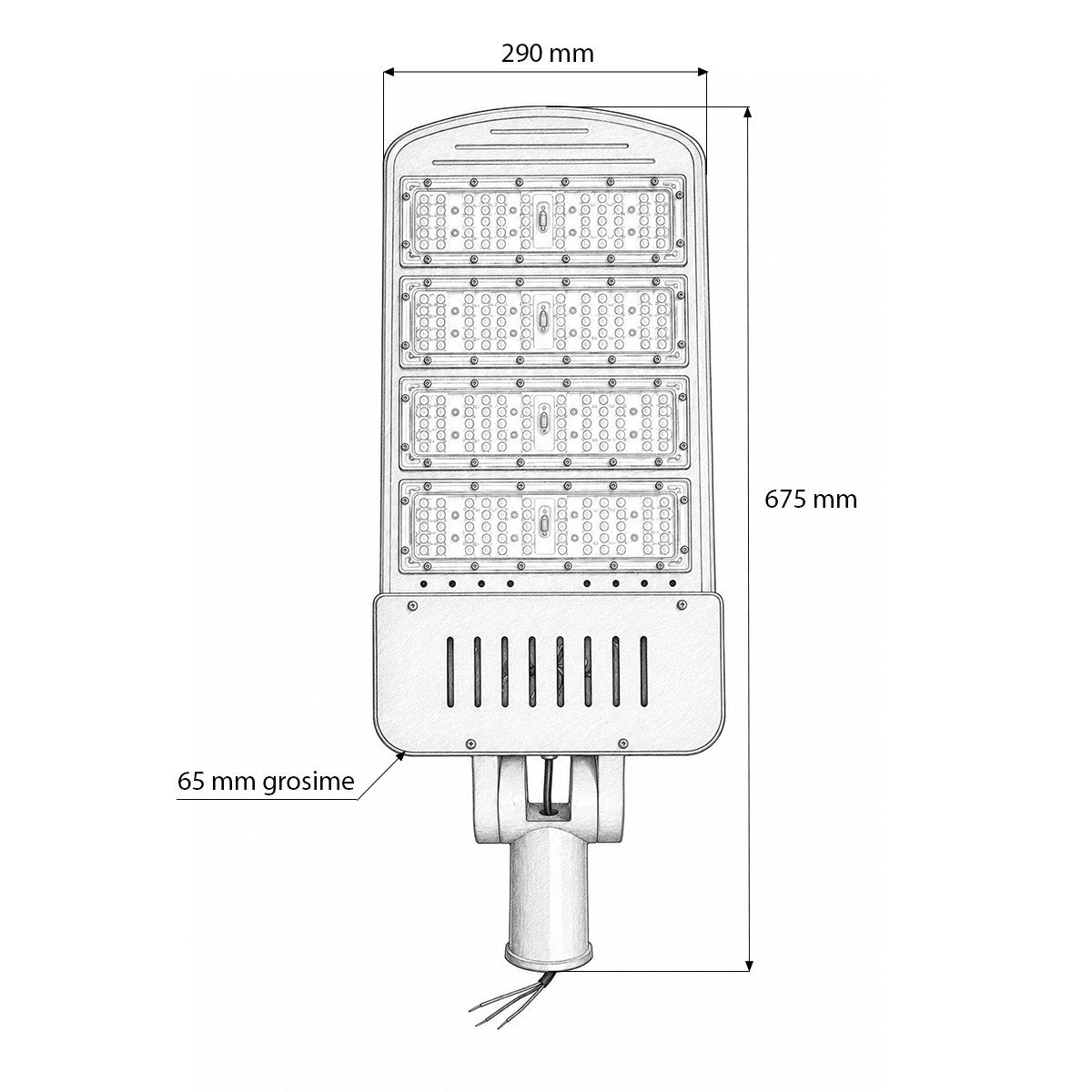 LED közúti világítólámpa 200W, 100-265V, 6500K, 32000lm oszlopra szerelhető 675x290x65mm IP66 Breckner Germany
