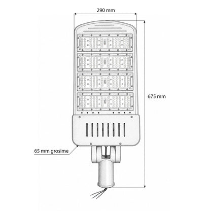 LED közúti világítólámpa 200W, 100-265V, 6500K, 32000lm oszlopra szerelhető 675x290x65mm IP66 Breckner Germany