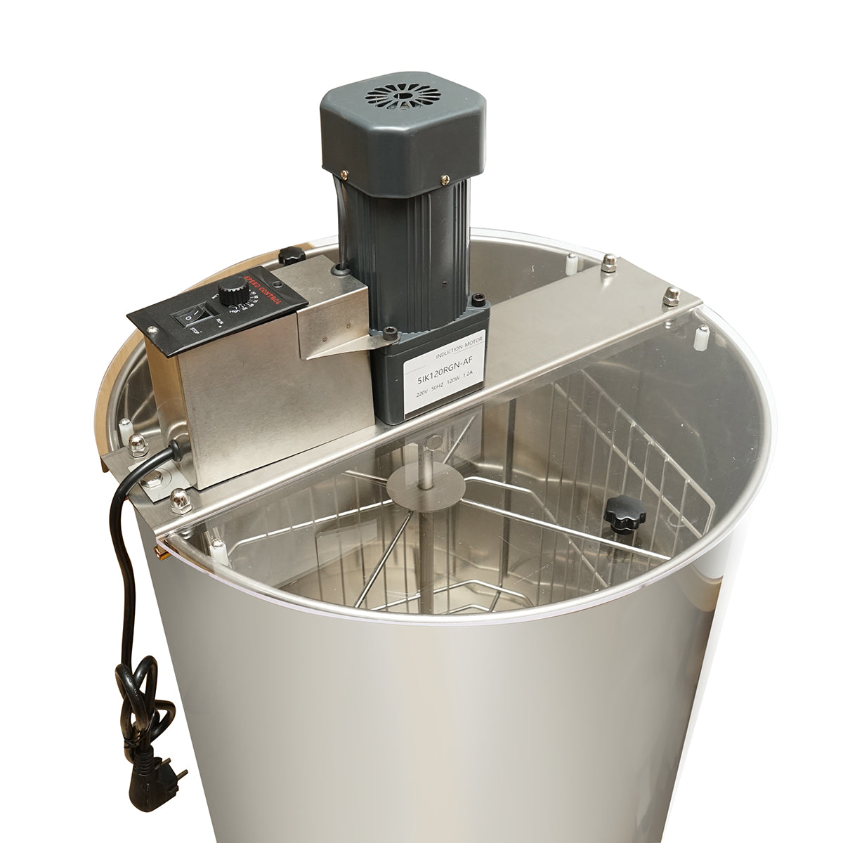 220V-os elektromos méhészeti centrifuga, pörgetőgép, rozsdamentes acél mézkiemelő 4 kerettel