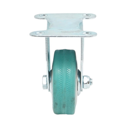 Rögzített kerék 50x16mm fék nélkül, kék tömör gumi, 65x50mm acél lemez 27kg