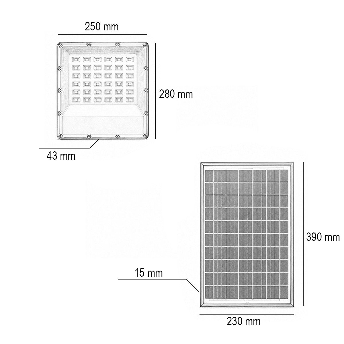 300W LED reflektor, 6500K bifaciális 30W napelem panellel, 15000mAh akkumulátor és távirányító IP66 Breckner Germany