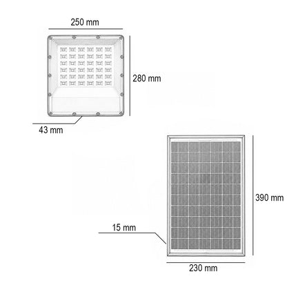 300W LED reflektor, 6500K bifaciális 30W napelem panellel, 15000mAh akkumulátor és távirányító IP66 Breckner Germany