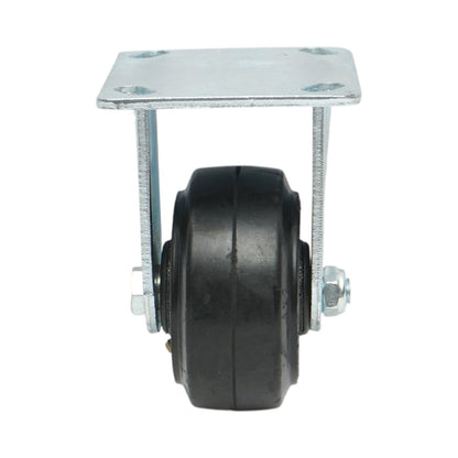 Rögzített ipari kerék 100x50mm fék nélkül, fekete tömör gumi, 115x100mm acéllemez 100kg