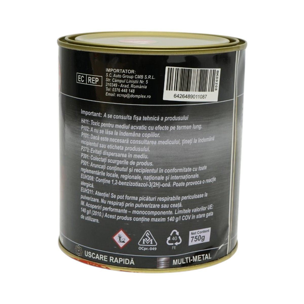 Rozsda elleni email festék 3 az 1-ben piros RAL 2002 fémhez 750g, közvetlenül a rozsdára, vízalapú Breckner Germany