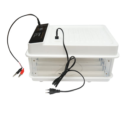 Automata inkubátor 30 tojás 50W, 12V-220V, automatikus forgatással, hőmérséklet-szabályozással, páratartalom szabályozással, digitális kijelzővel.