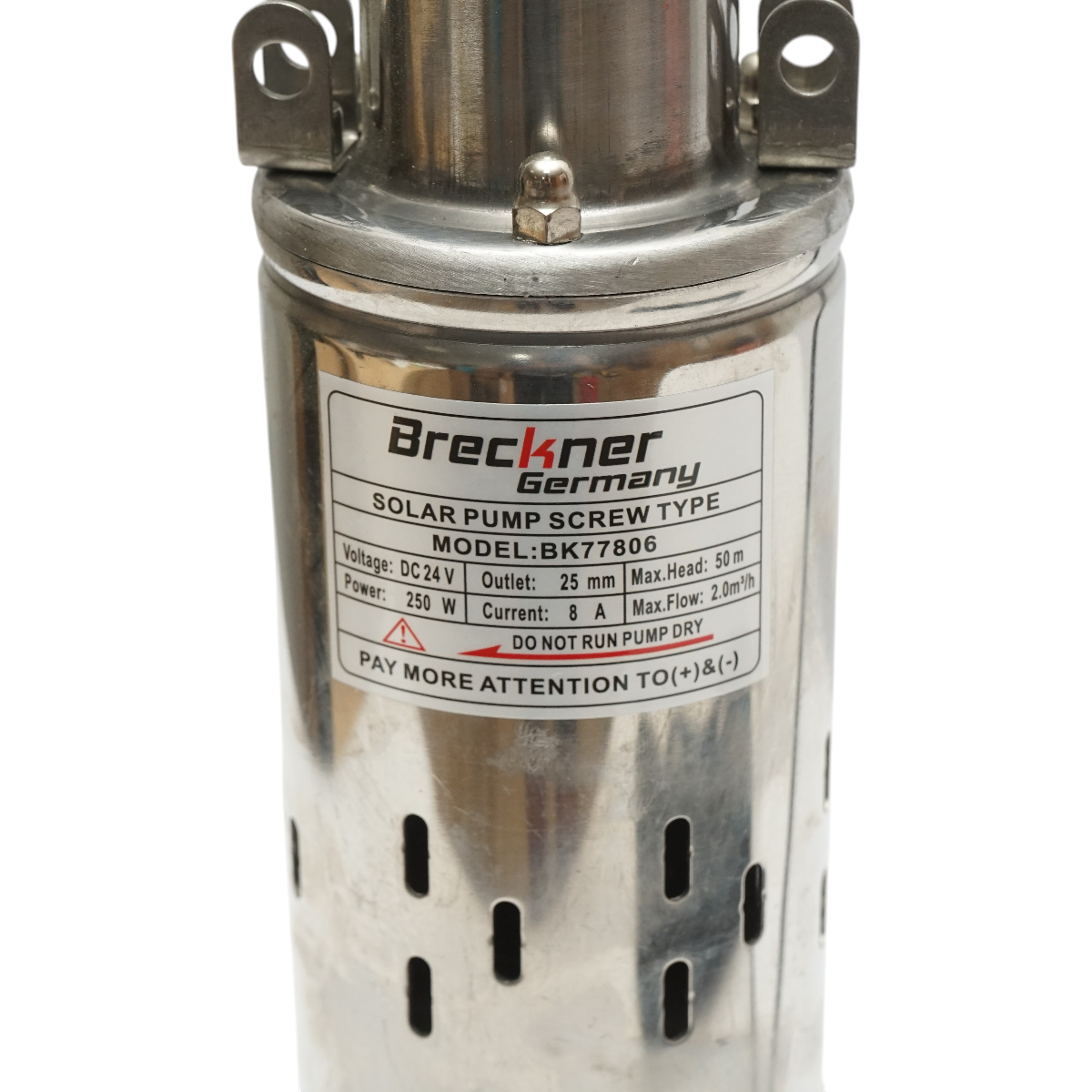 Merülő vízszivattyú, búvár szivattyú D80mm, 250W, 24V, 2m3/h napelemes fotovoltaikus panelhez Breckner Germany