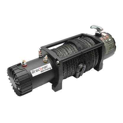 Elektromos csörlő távirányítóval 12V, 6.5hp, 6.1T (13500lbs) szintetikus kábel 9x24m mágnesszelep 400A Breckner Germany