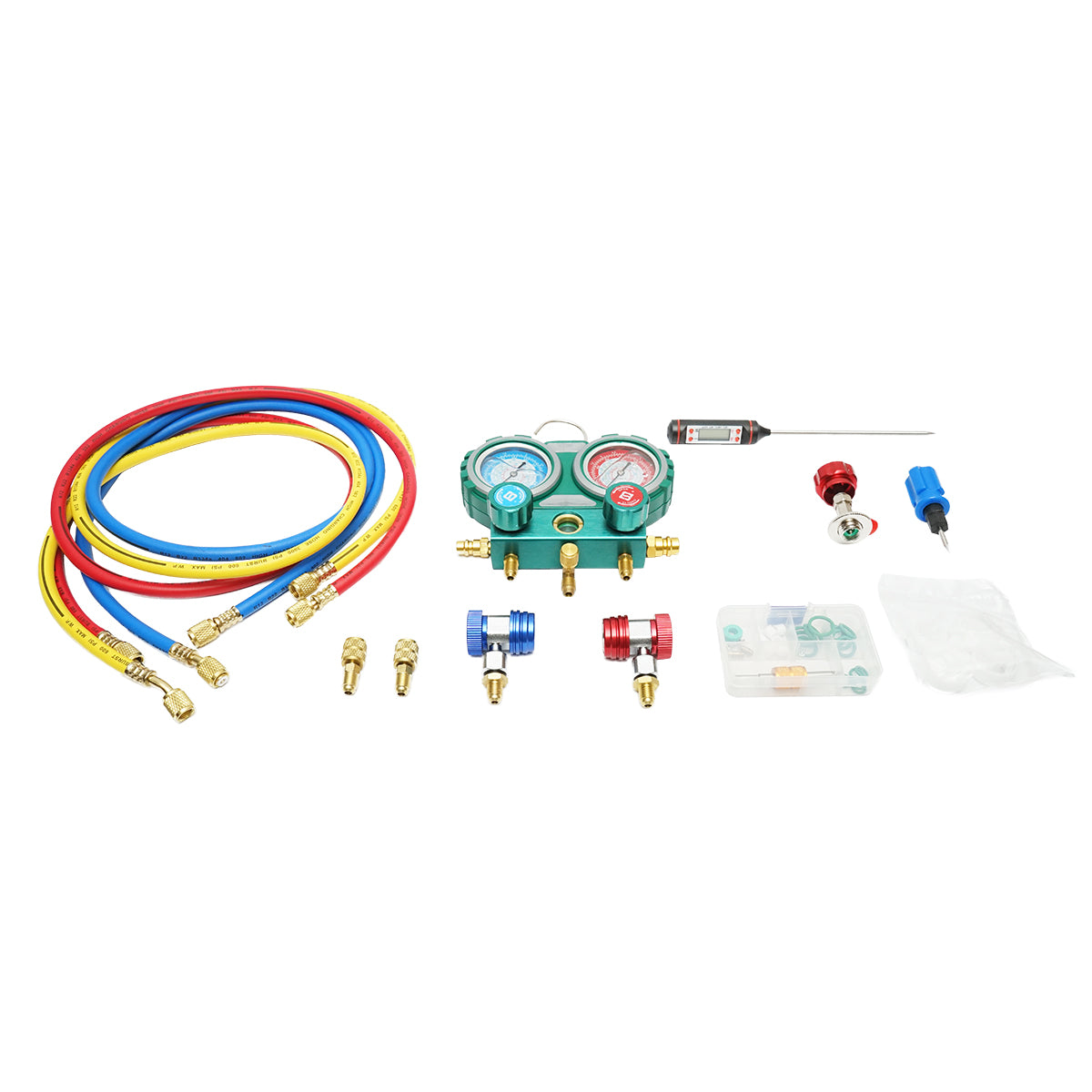 Autóklímaberendezés ellenőrző és töltő készlet, Freon R22, R32, R134a, R410a, R134a, R410a