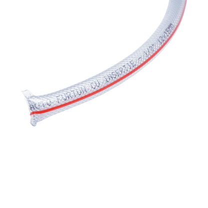 Átlátszó PVC kerti tömlő, slag, 1/2 inch (12mm), PN7 rúd, 12x16mm fonott textilbetéttel 50m/tekercs