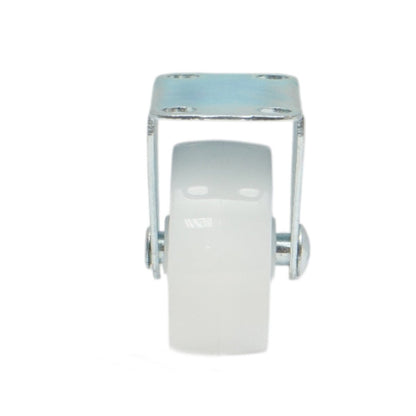 Rögzített kerék 40x17mm fék nélkül, fehér polipropilén, acél lemez 46x24mm 20kg