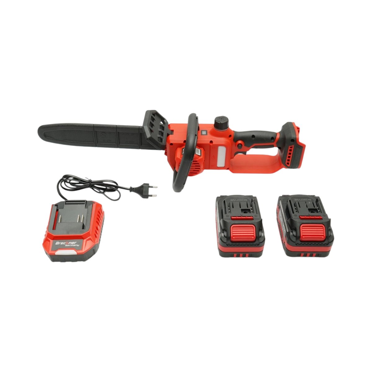 Mini elektromos láncfűrész 800W 2 db 21V, 4Ah Li-ion akkumulátorral, Brushless, 12 inch (300mm) lánc, 260mm vágási kapacitás, LED digitális kijelző Breckner Germany