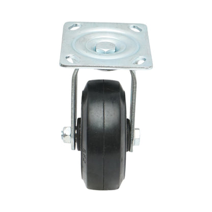 Ipari forgókerék 125x50mm fék nélkül, fekete tömör gumi, acél lemez 115x100mm 130kg