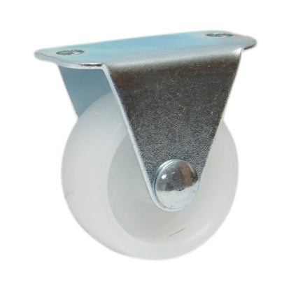 Rögzített kerék 30x14mm fék nélkül, fehér polipropilén, acél lemez 37x19mm 15kg