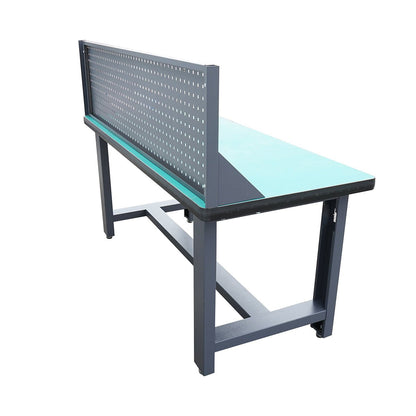 Műhely munkapad 220V-os aljzattal és perforált panellel 1800x750x800+450mm