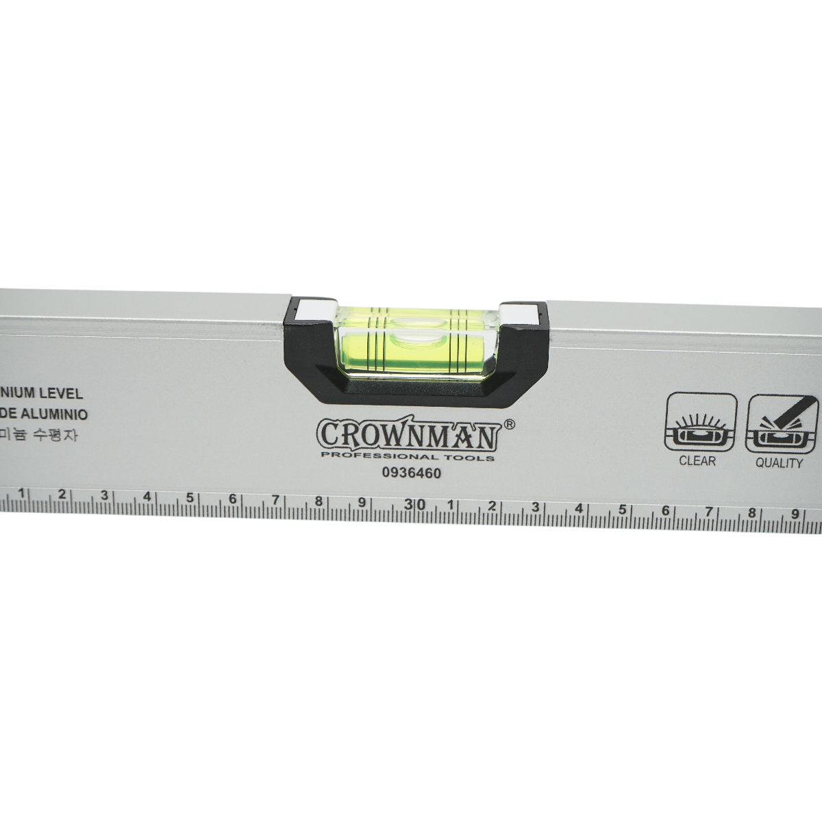 Mágneses alumínium vízmérték 600mm, 3 vízmérték, 0-60cm-es vonalzó Crownman