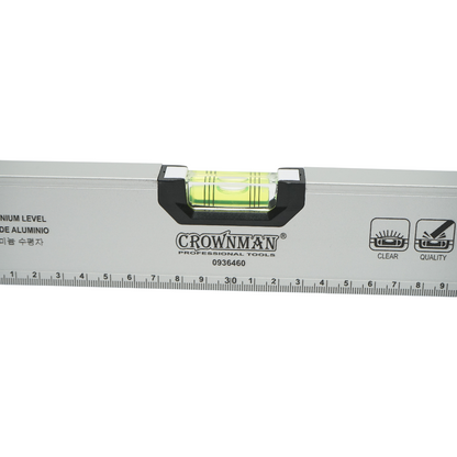 Mágneses alumínium vízmérték 600mm, 3 vízmérték, 0-60cm-es vonalzó Crownman