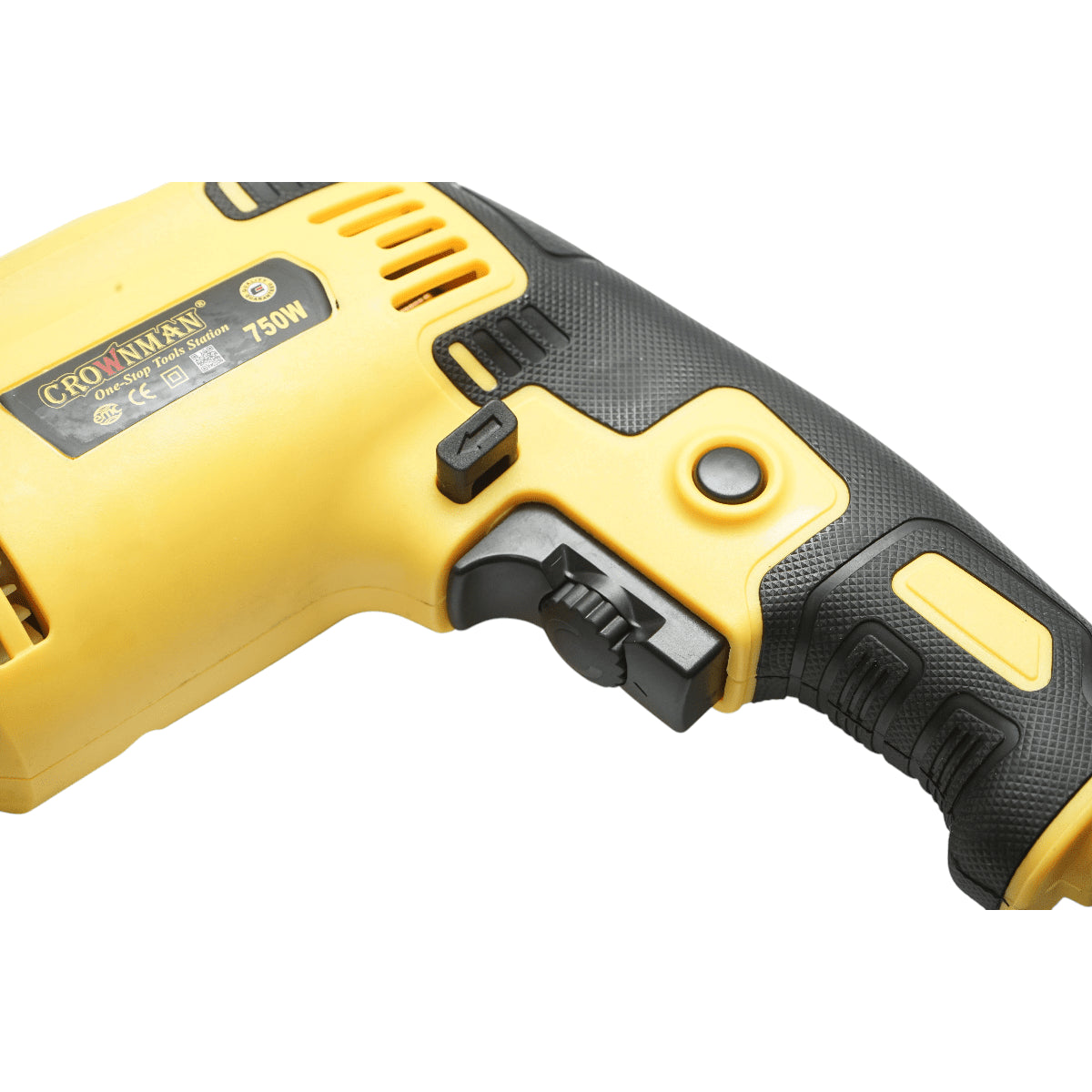 750 W-os ütvefúró, 220 V, 13 mm-es tokmány, 3000 fordulat/perc sebesség Crownman