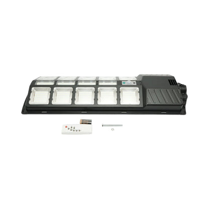 Napelemes LED közvilágítási lámpa 300W 15W napelem panellel, 12000mAh akkumulátor, mozgásérzékelő, távirányító, oszlop rögzítés IP67 Breckner Germany
